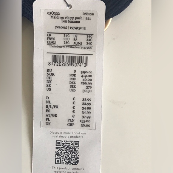 Hunkemoeller Bikini Top (34C) and Bottom (L) - New with Tags - Picture 9 of 11